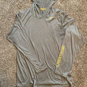 Nike Grey Hooded Long Sleeve with Yellow Accent Swoosh Men/Women Medium DriFit